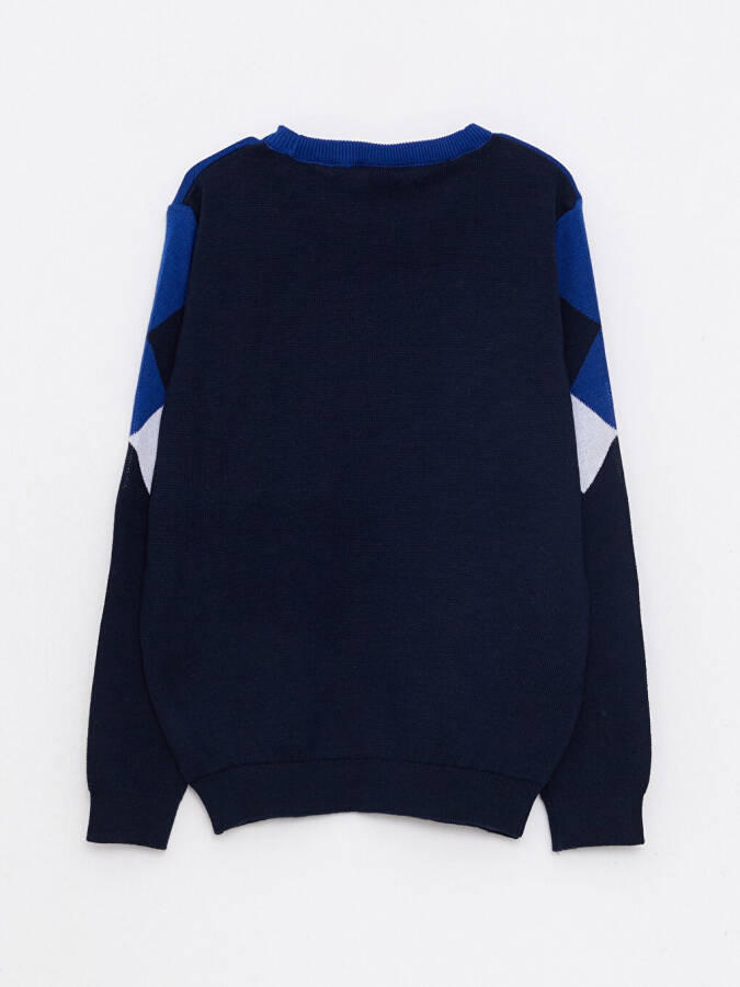 Long Sleeve Boys' Striped Crew Neck Knit Sweater - 4