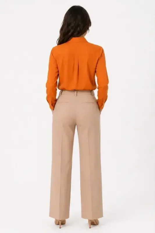 Long Sleeve Button-Down Shirt Classic Collar Suitable for Casual and Office Elegance - Orange - 1