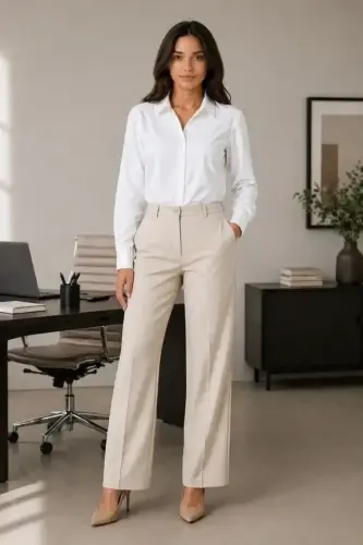 Long Sleeve Button-Down Shirt Classic Collar Suitable for Casual and Office Elegance - White - 3