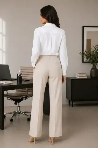 Long Sleeve Button-Down Shirt Classic Collar Suitable for Casual and Office Elegance - White - 4