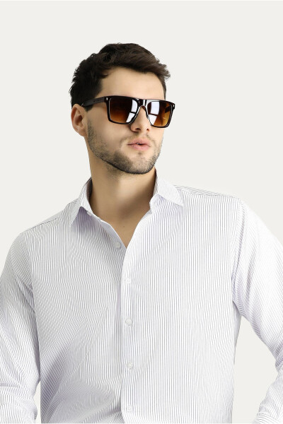 Long Sleeve Classic Striped Cotton Shirt - 6