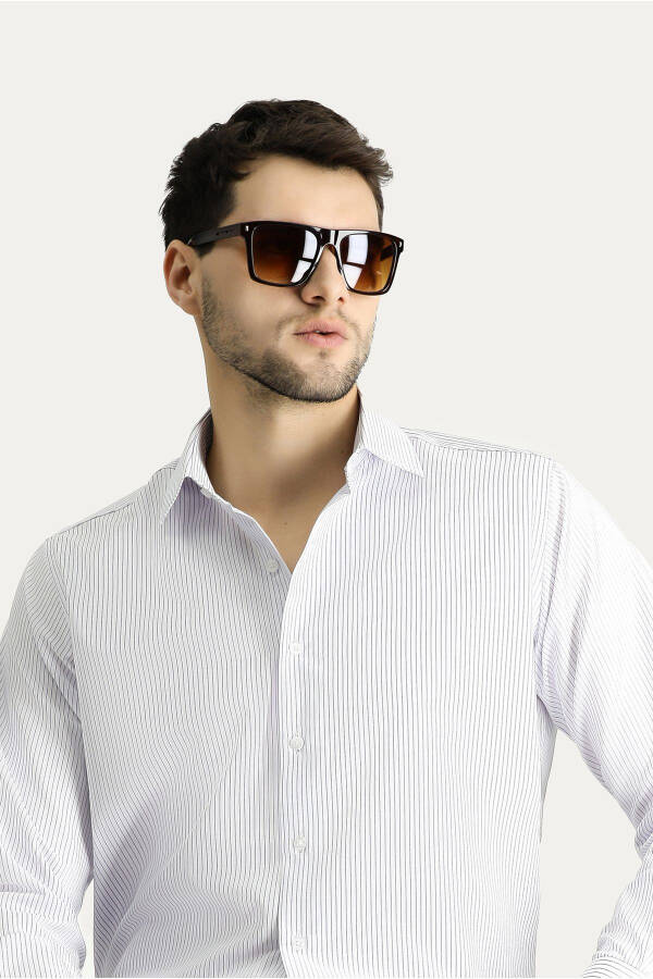 Long Sleeve Classic Striped Cotton Shirt - 6