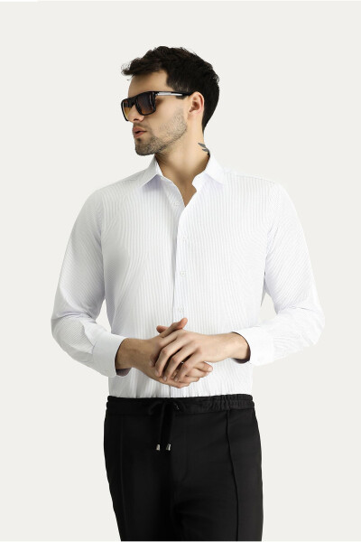 Long Sleeve Classic Striped Cotton Shirt - 8