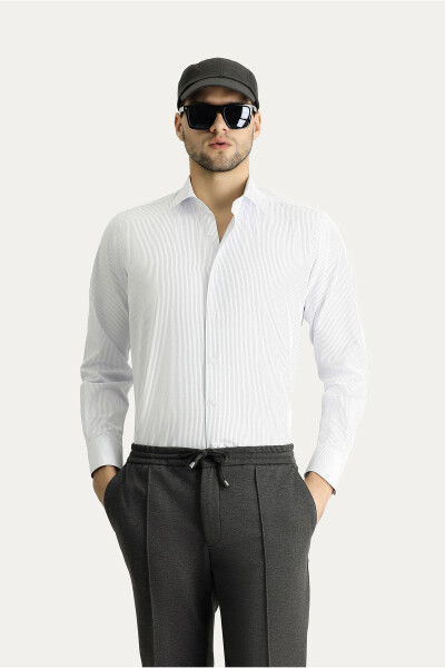 Long Sleeve Classic Striped Cotton Shirt - 13