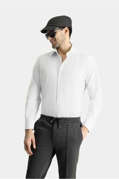 Long Sleeve Classic Striped Cotton Shirt - 1