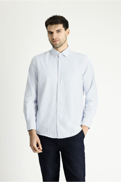 Long Sleeve Classic Striped Cotton Shirt - 14