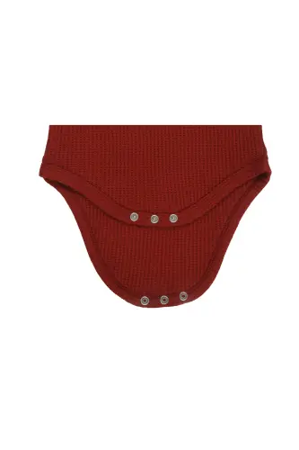 Long Sleeve Colorful Bodysuit-Terracotta - 4
