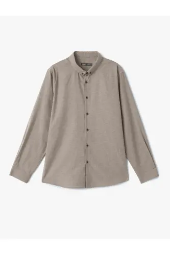 Long Sleeve Cotton Blend Button-Down Slim Fit G - 3