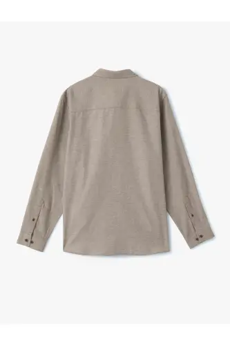 Long Sleeve Cotton Blend Button-Down Slim Fit G - 4