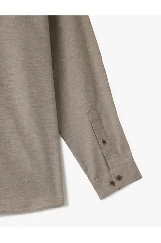 Long Sleeve Cotton Blend Button-Down Slim Fit G - 6