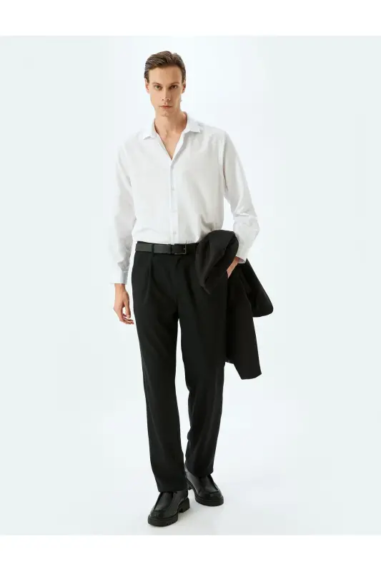 Long-Sleeve Cotton Blend Semi Italian Collar Slim - 2