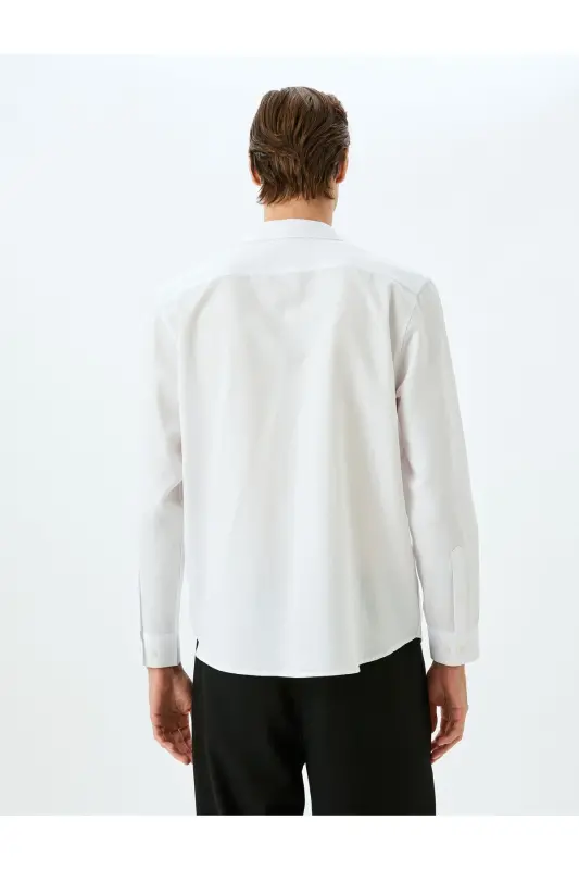 Long-Sleeve Cotton Blend Semi Italian Collar Slim - 4