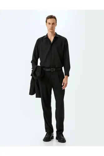 Long Sleeve Cotton Blend Semi Italian Collar Slim - KOTON (1)