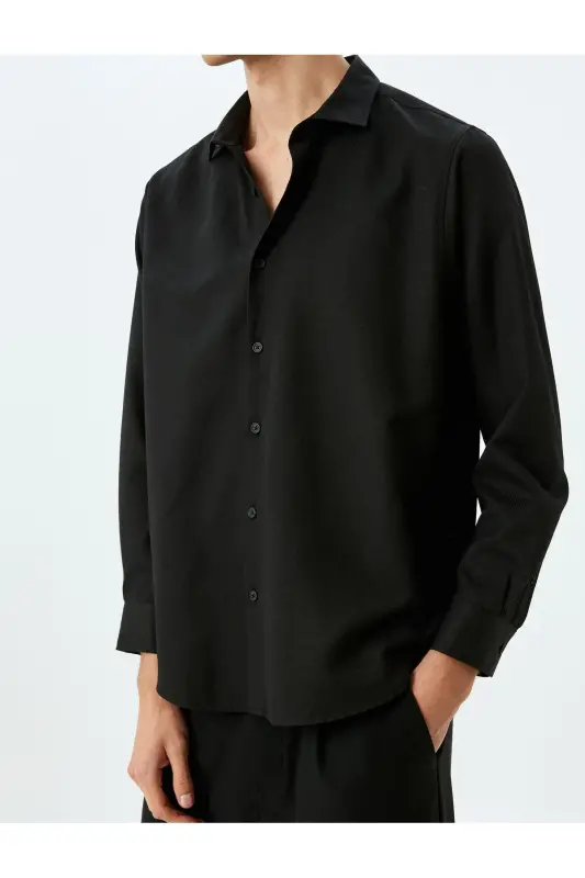 Long Sleeve Cotton Blend Semi Italian Collar Slim - 5