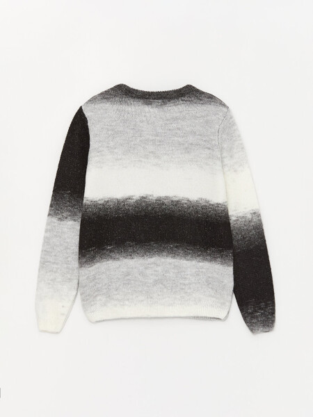 Long Sleeve Crew Neck Color Block Boys' Knit Sweater - 8