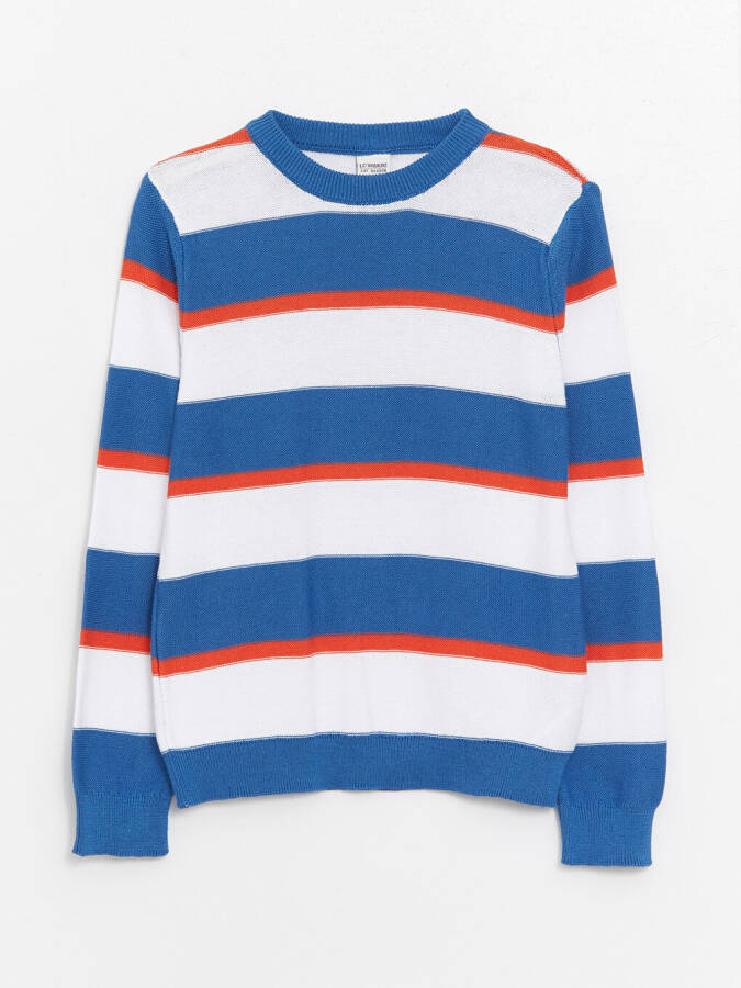 Long Sleeve Crew Neck Color Block Boys' Knit Sweater - 1