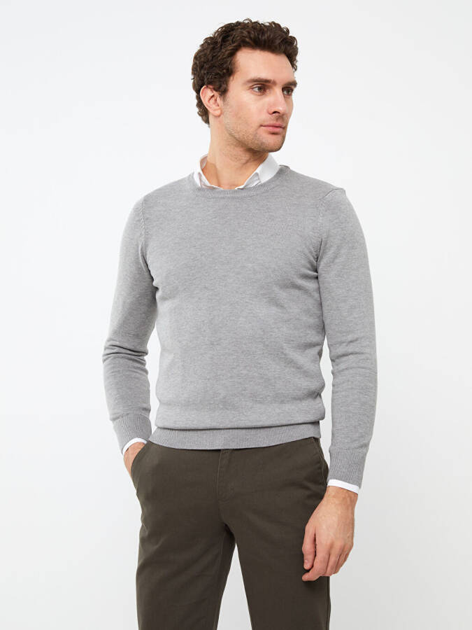 Long Sleeve Crew Neck Men's Knit Sweater - 15