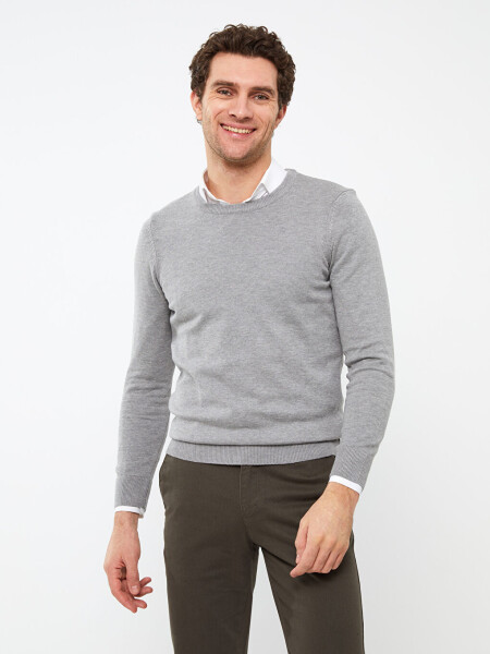 Long Sleeve Crew Neck Men's Knit Sweater - 16