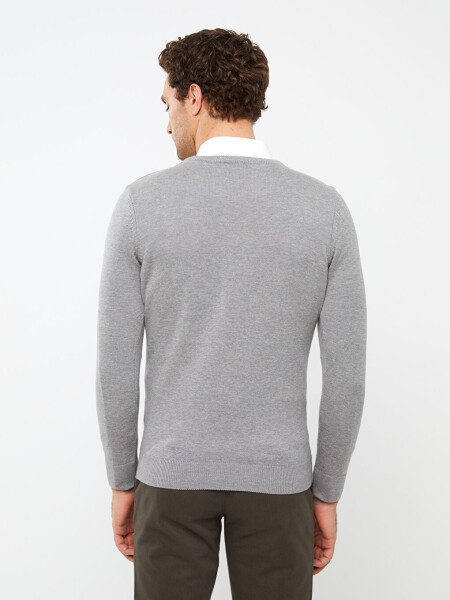 Long Sleeve Crew Neck Men's Knit Sweater - 19