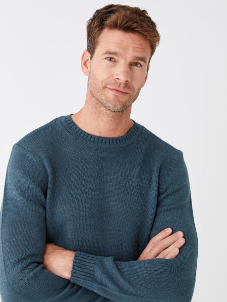 Long Sleeve Crew Neck Men's Knit Sweater - 13