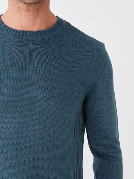 Long Sleeve Crew Neck Men's Knit Sweater - 14