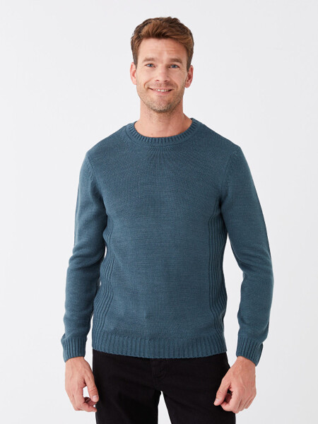 Long Sleeve Crew Neck Men's Knit Sweater - 15