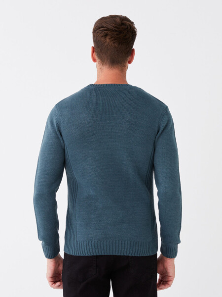 Long Sleeve Crew Neck Men's Knit Sweater - 16