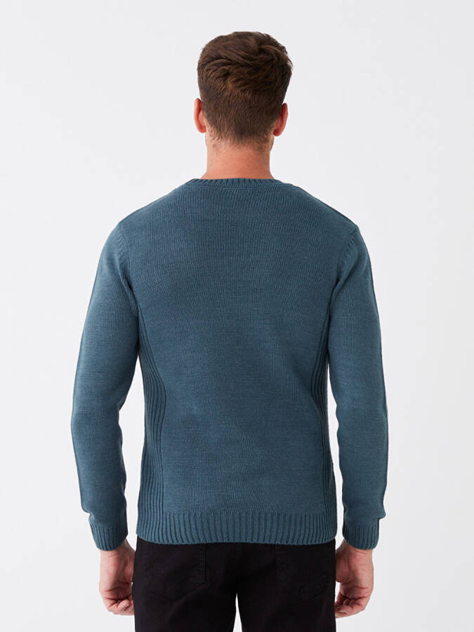 Long Sleeve Crew Neck Men's Knit Sweater - 10