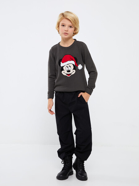 Long Sleeve Crew Neck Mickey Mouse Pattern Boys Knit Sweater - 9