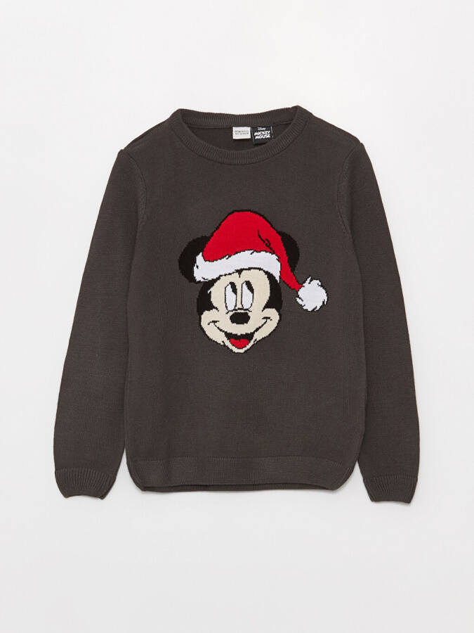 Long Sleeve Crew Neck Mickey Mouse Pattern Boys Knit Sweater - 10