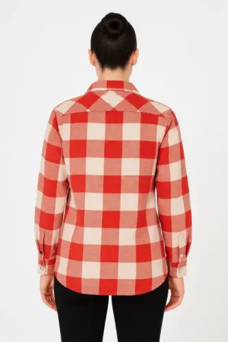 Long Sleeve Flannel Shirt - Burgundy - 3