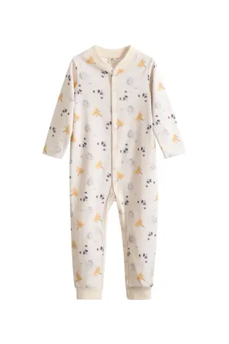 Long Sleeve Jumpsuit Baby Colorful Printed Organic Cotton-ecru - MOLICA BABY (1)