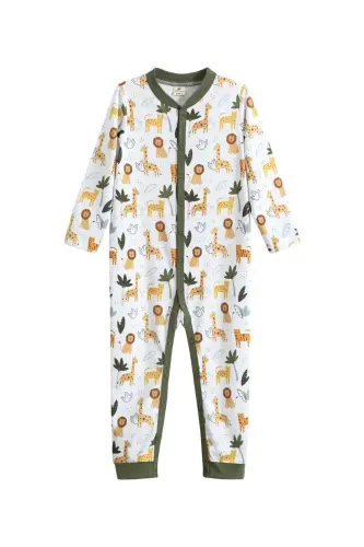 Long Sleeve Jumpsuit Baby Printed Organic Cotton-green?l - MOLICA BABY (1)
