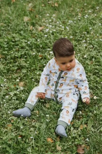 Long Sleeve Jumpsuit Baby Printed Organic Cotton-green?l - 4