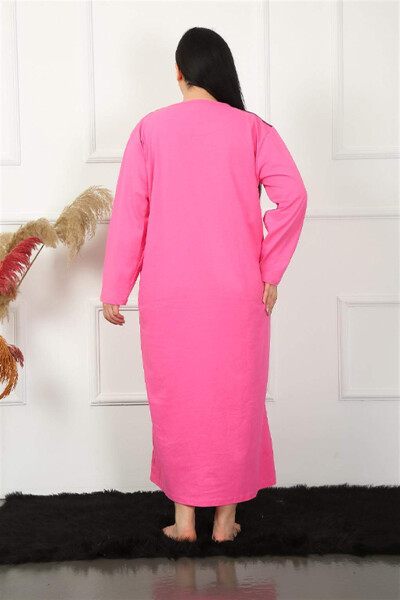 Long Sleeve Lace Fuchsia Maternity Nightgown 1355 - 10