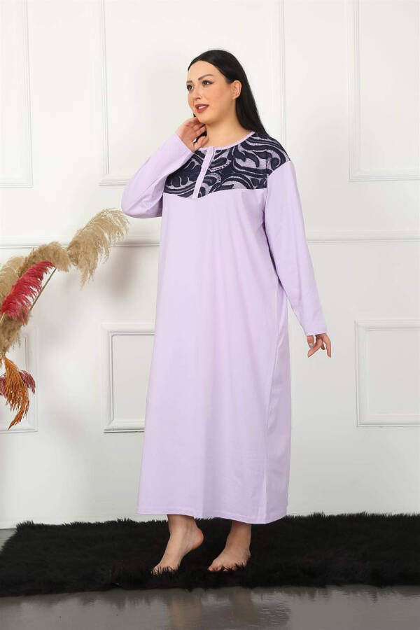 Long Sleeve Lace Lilac Nightgown 1355 - 2