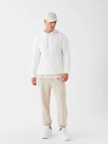 Long Sleeve Men's Thick Hoodie-White - 3
