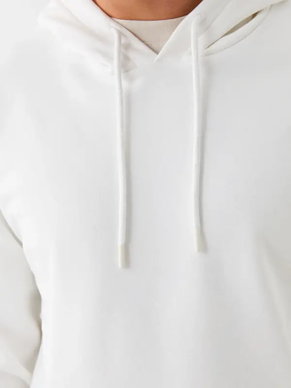 Long Sleeve Men's Thick Hoodie-White - 4
