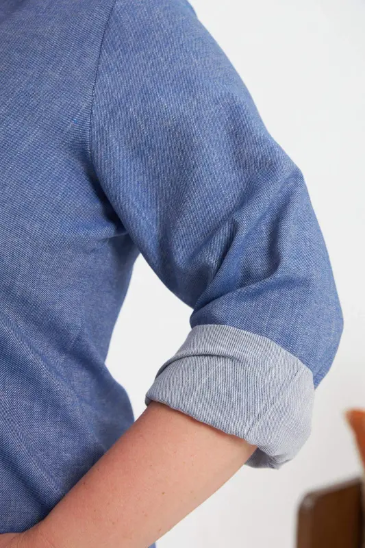 Long Sleeve Plus Size Shirt Indigo - 4