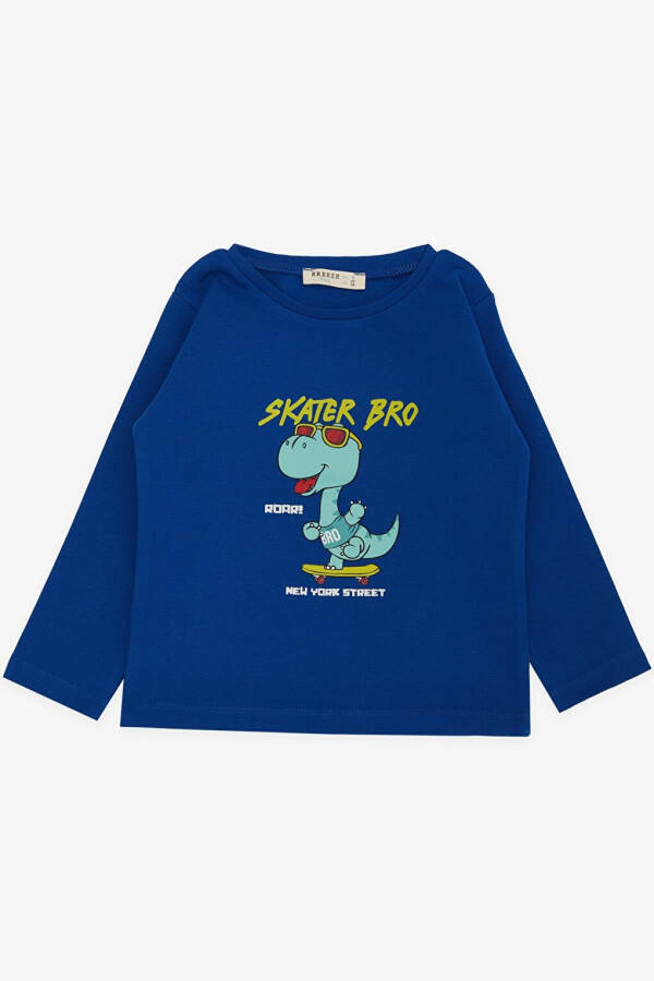 Long Sleeve Printed Boys T-Shirt with Bicycle Collar in Teal - 5