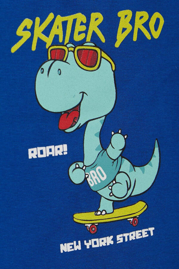 Long Sleeve Printed Boys T-Shirt with Bicycle Collar in Teal - 8