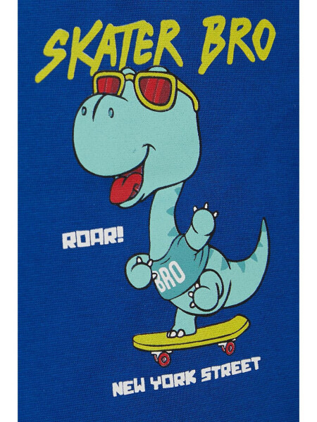 Long Sleeve Printed Boys T-Shirt with Bicycle Collar in Teal - 4