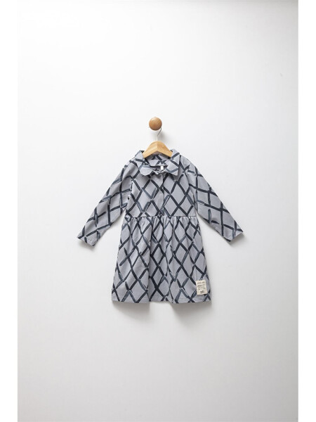 Long Sleeve Printed Dress with Shirt Collar for Girls - LC WAIKIKI