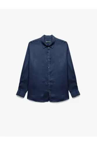 Long Sleeve Regular Fit Button-Down Collar Classic Linen G - 3