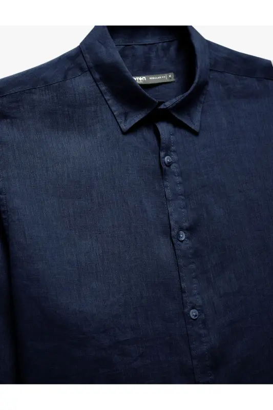 Long Sleeve Regular Fit Button-Down Collar Classic Linen G - 5