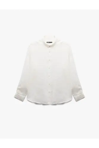 Long Sleeve Regular Fit Button-Down Collar Classic Linen G - 1