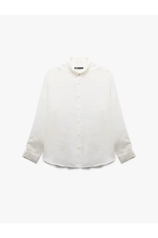 Long Sleeve Regular Fit Button-Down Collar Classic Linen G - 1