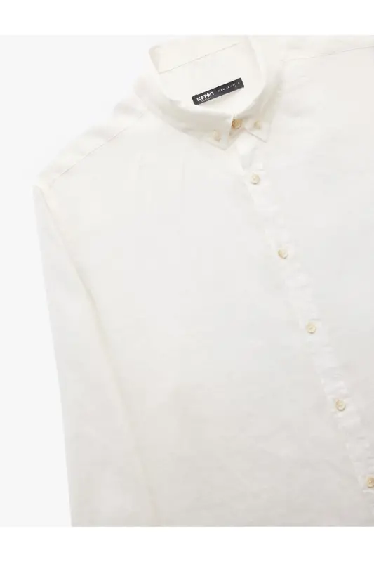Long Sleeve Regular Fit Button-Down Collar Classic Linen G - 3