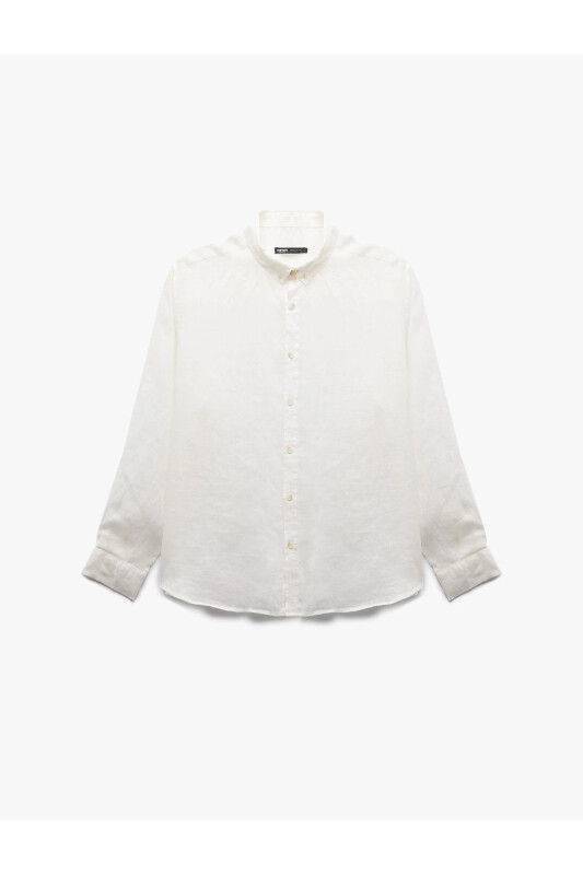 Long Sleeve Regular Fit Button-Down Collar Classic Linen G - KOTON