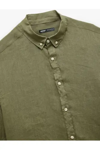 Long Sleeve Regular Fit Button-Down Collar Classic Linen G - 5